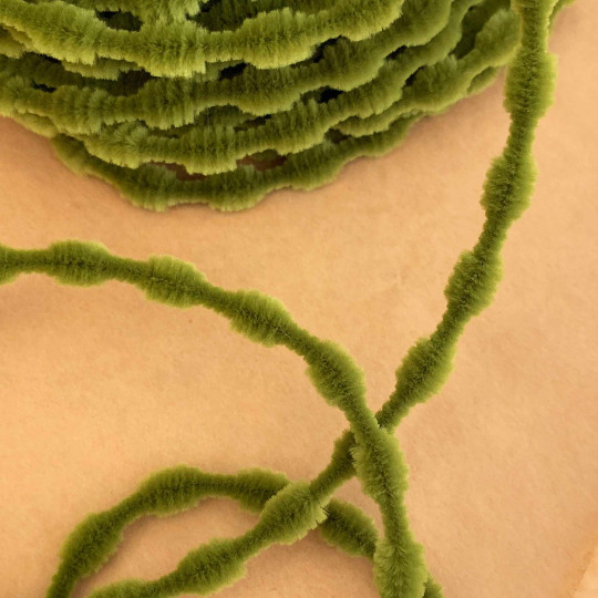 Tiny 3/8" Bump Chenille for Retro Crafts in Olive Green ~ 1 yd.